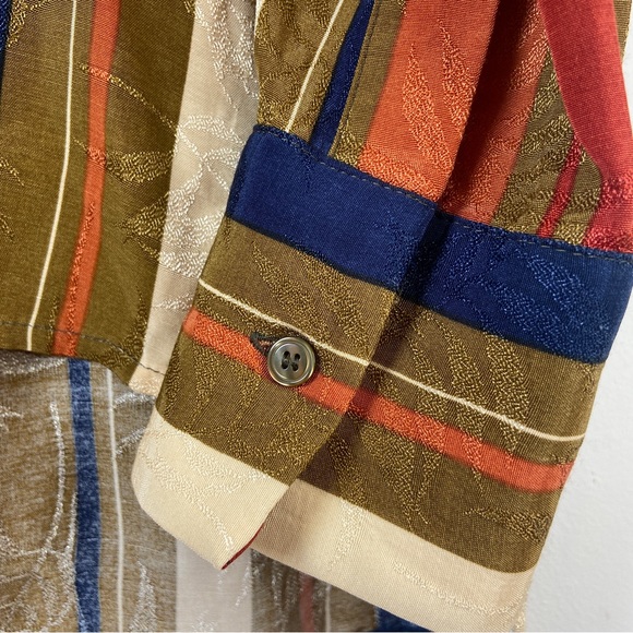 Mango stripe leaf print blouse - Size M - Picture 7 of 7